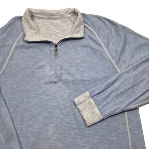 Tommy Bahama Reversable Blue‎ Quarter Zip Pullover Sweater Mens Large *READ